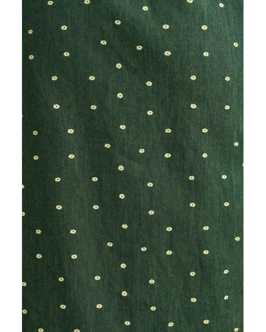 Louche Green Lola Flower Dot Print Balloon Sleeve Shirtdress