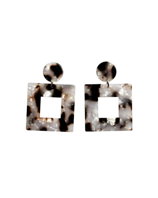 CLOSET REHAB Metallic Small Open Square Drop Earrings