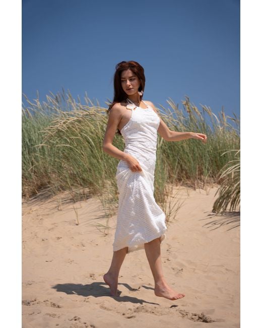 Amy Lynn White Cali Pure Cotton Cream Floral Crochet Maxi Dress