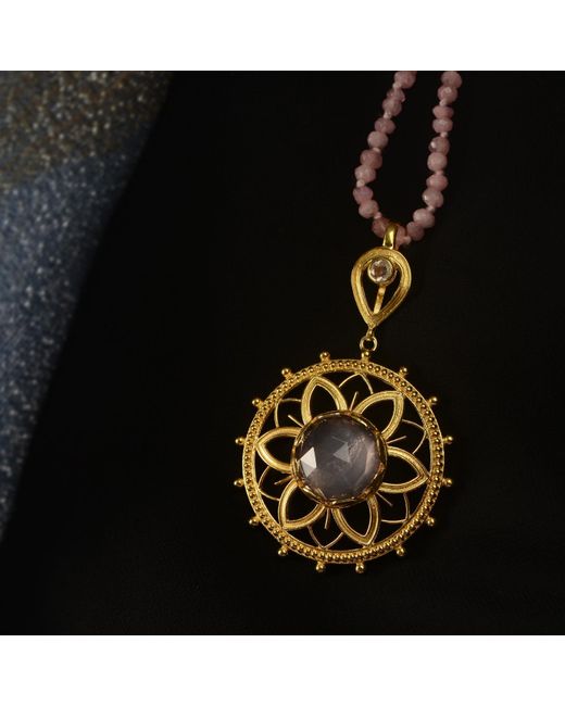Emma Chapman Jewels Metallic Bali Rose Quartz Statement Pendant