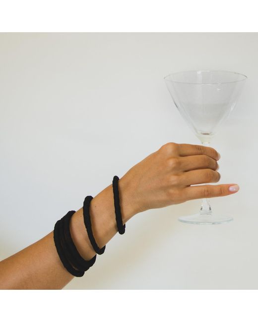WAIWAI Black Stackable Bangle Leather Bracelet