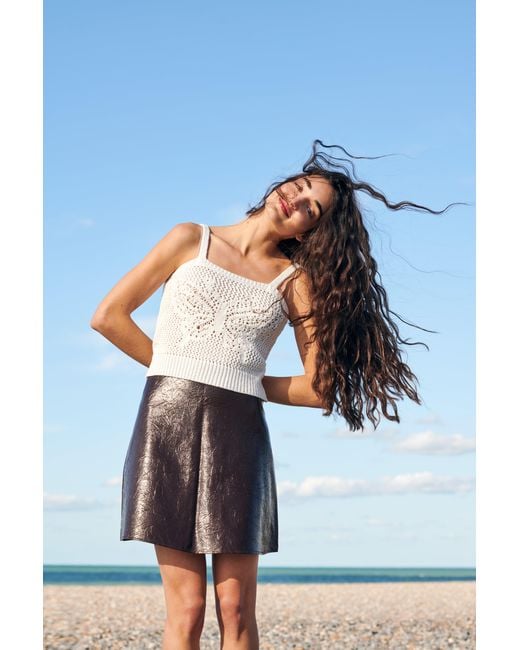 Gigi Knitwear White Butterfly Cotton Knit Tank Top