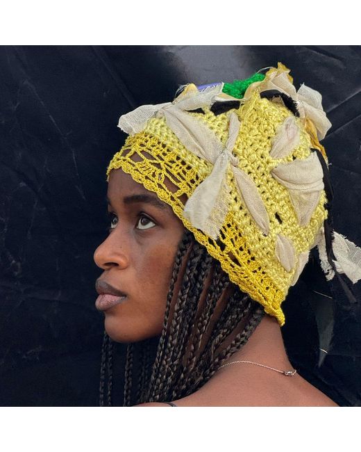 Miro Misljen Yellow Sunlit Patchwork Crochet Headpiece