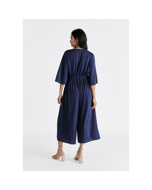 Paisie Blue V-Neck Culotte Jumpsuit