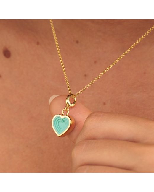 Lily Charmed Metallic Plated Geometric Heart Charm Necklace