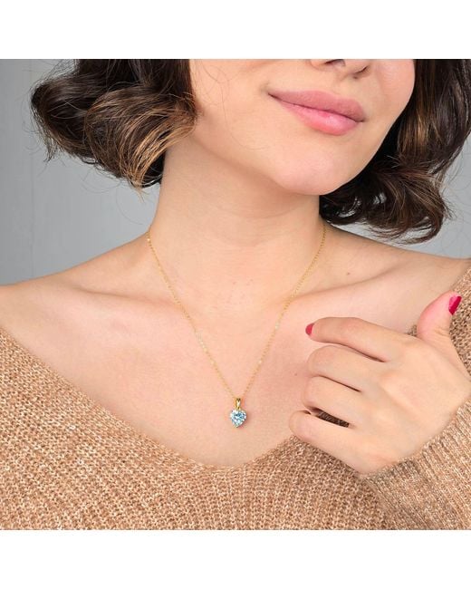 Harfi Blue Heart Aquamarine March Birthstone Necklace