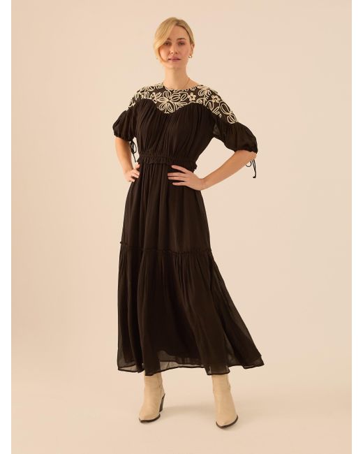 Rose & Nancy Black Rhea Lace Maxi Boho Dress