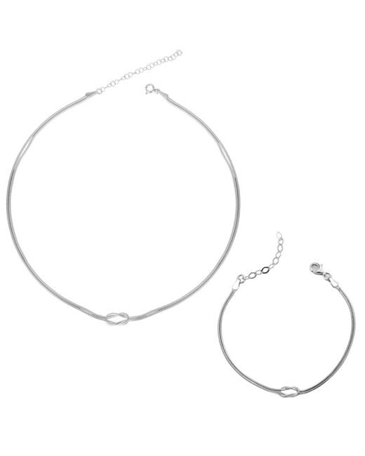 Spero London Metallic Snake Chain Knot Bracelet & Choker Set