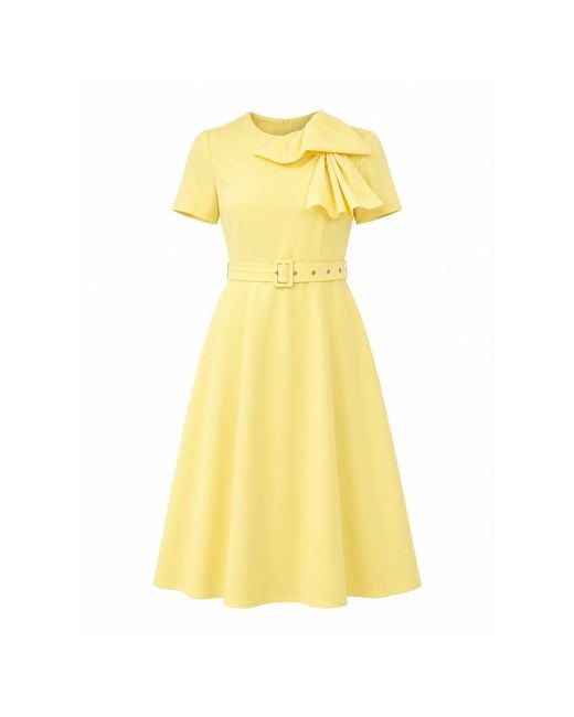 Girl In Mind Yellow Sorelle Belted Midi Dress