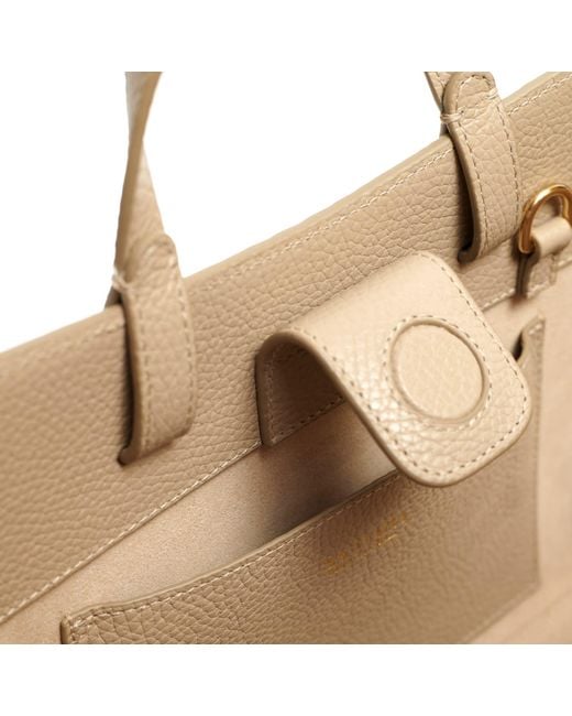 Saonara Brand Metallic Neutrals Mini Shopping Bag Taupe Leather