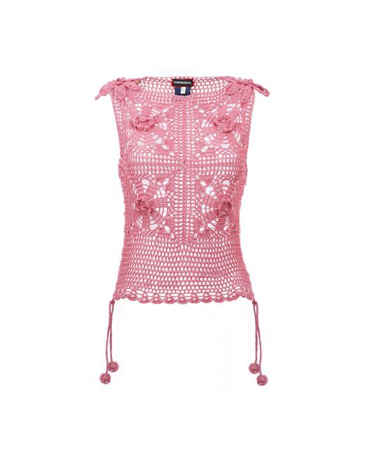 Andreeva Pink Dust Rose Handmade Crochet Top