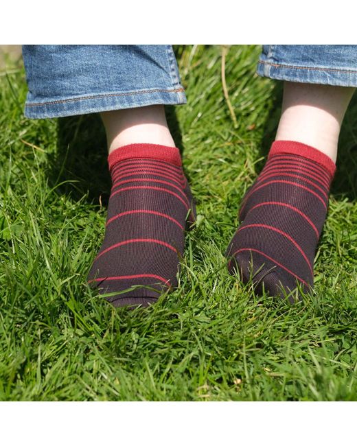 Peper Harow - Made in England Blue Retro Stripe Trainer Socks – for men