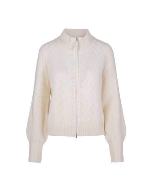 tirillm White Mathea Lace Knitted Mohair Cardigan With Zipper