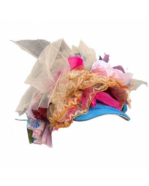 Miro Misljen Pink Tulle & Ribbon Sculptural Crown