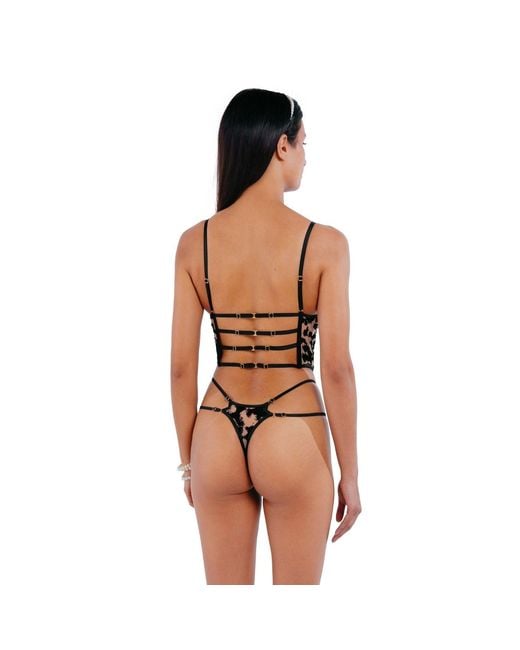 Perilla Lingerie Black Harlow Straps Thong Nude