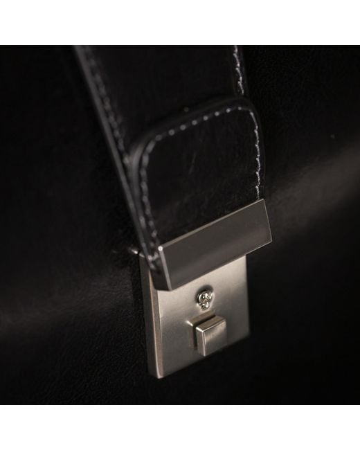 Time Resistance Black Large Leather Briefcase for men
