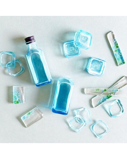 Smart Glass Jewelry Blue Recycled Gin Bottle Simple Ruffle Earrings Sterling