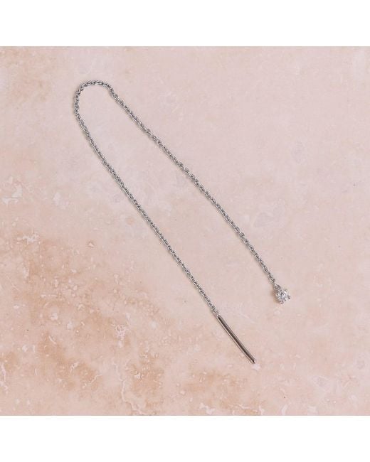 Zohreh Metallic Diamond Threader Stud Earring 9K