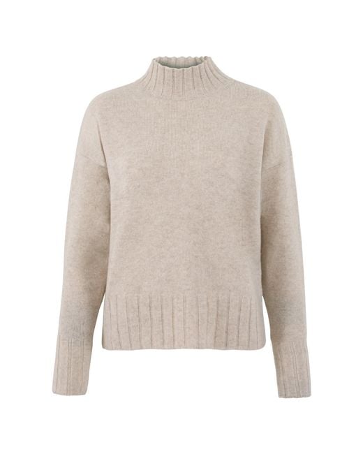 Paul James Knitwear Pink Neutrals Lambswool Lola Grown On Neck Jumper
