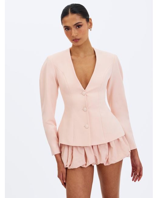 Miss Circle New York Gray Savannah Tulip Peplum Blazer