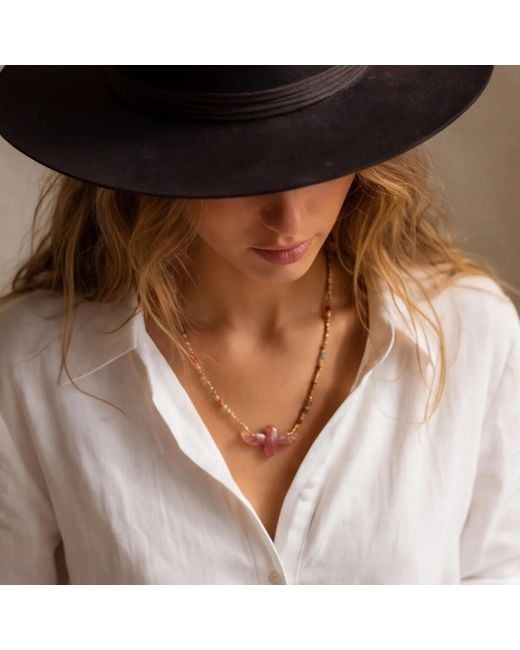 Ormiro Pink Wildwing Strawberry Quartz Eagle Necklace
