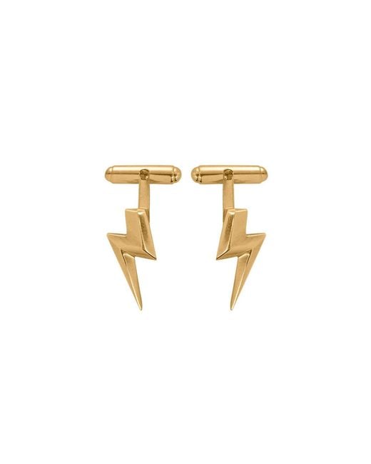 Edge Only Metallic 3D Flat Top Lightning Bolt Cufflink 18Ct Vermeil for men
