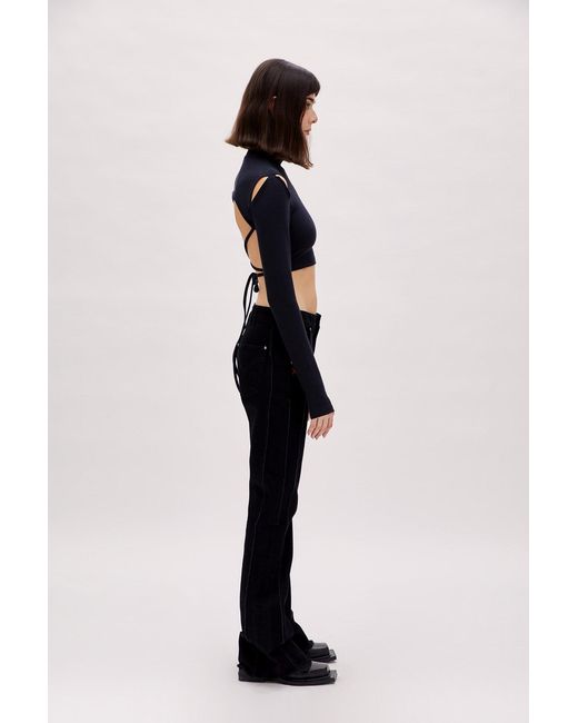 Pcfg Black Long Sleeve Crop Top