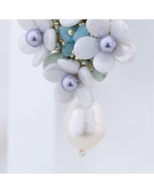 Oana Savu Blue Bridal Earrings Bride Flower Sterling Ear Studs