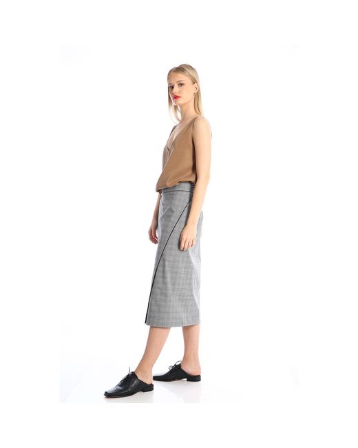 Silvia Serban Gray Checkered Side Over Side Skirt