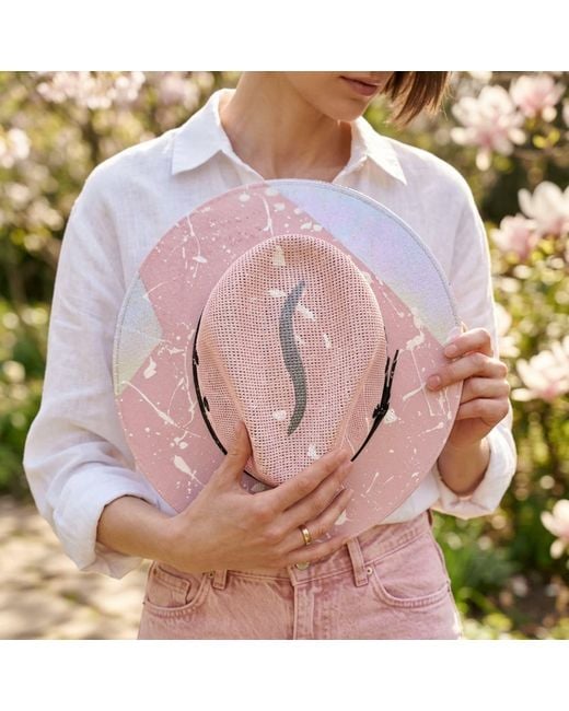 Bella Soul Pink Stardust Painted Jute Hat