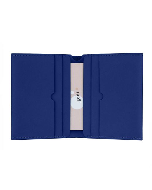 godi. Blue Handmade Bifold Leather Wallet