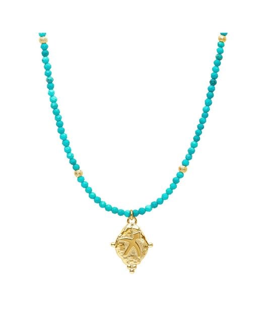 Seven Saints Metallic Sagittarius Gemstone Choker Necklace, Plated