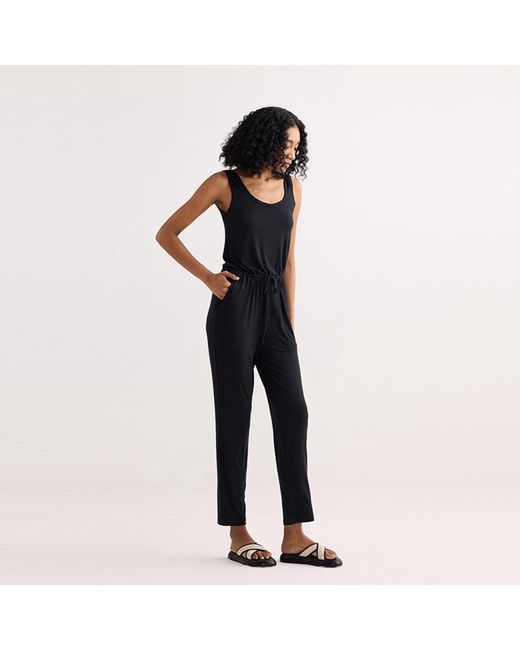 REISTOR Black Relaxed Drawstring Jumpsuit