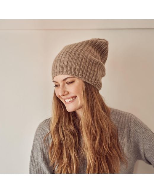 Bel Cashmere Brown Plain Knitted Cashmere Hat