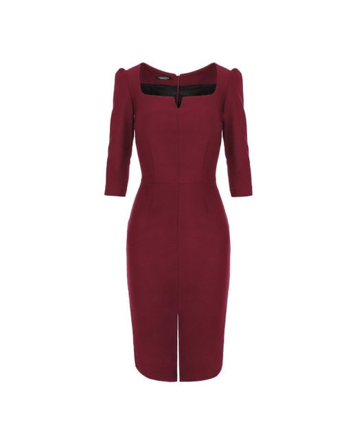 AVENUE No.29 Red Rounded Neckline Midi Dress With Front Slit