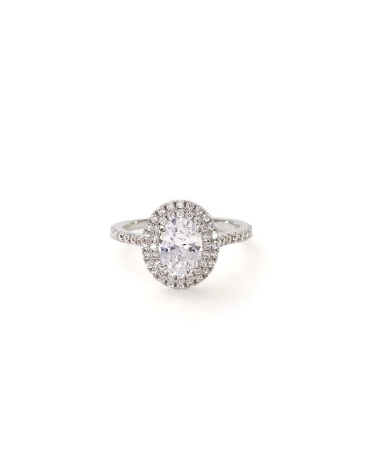 Shabella Nyc White Round Halo Ring