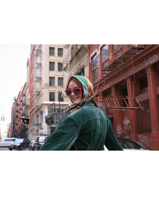 Jessie Zhao New York Green Double Sided Silk Scarf Of Wonderland