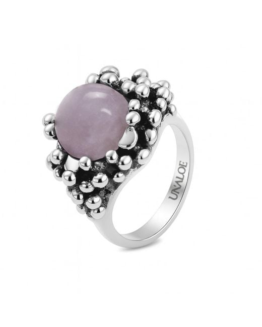 Unaloe Metallic Natural Kunzite Statement Ring