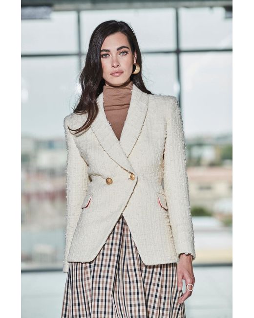 The Extreme Collection White Neutrals Double-Breasted Blazer Ivory Giotto