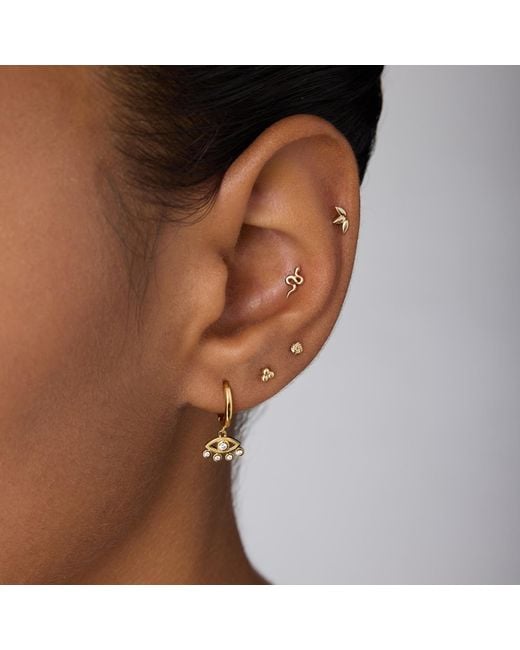 Vanhi White 14K Solid Trinity Flat Back Stud