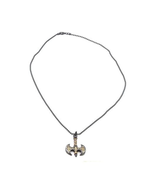 Ebru Jewelry Metallic Viking Axe Sterling & Pendant Chain Necklace for men