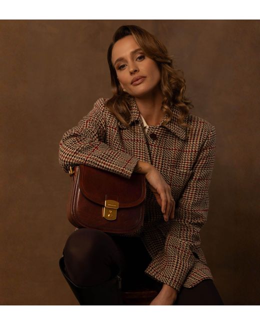 Time Resistance Brown Leather Saddle Bag