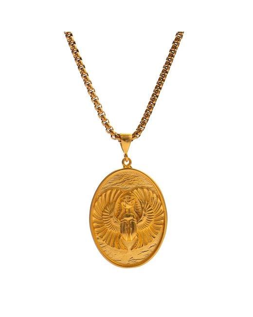 Ebru Jewelry Metallic Eternal Scarab Guardian Medallion Necklace