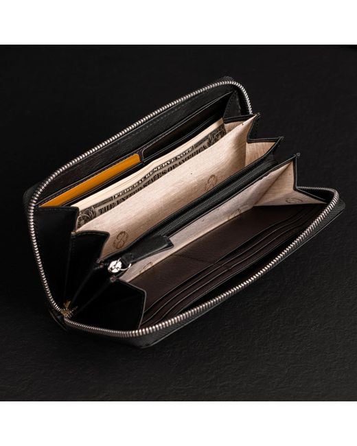 Time Resistance Black Leather Continental Wallet