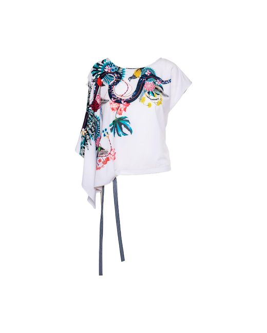 ARTISTA Blue Natalie Oriental Printed Asymmetric Blouse