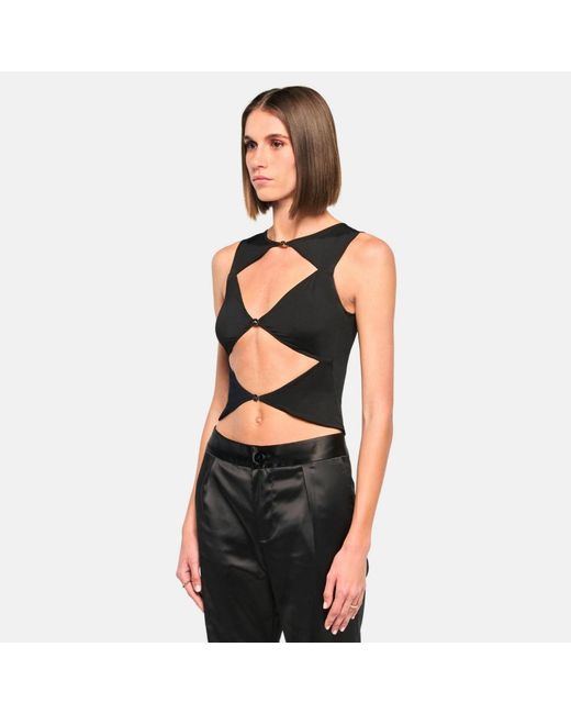 OW Collection Black Chiara Cut Out Sleeveless Top