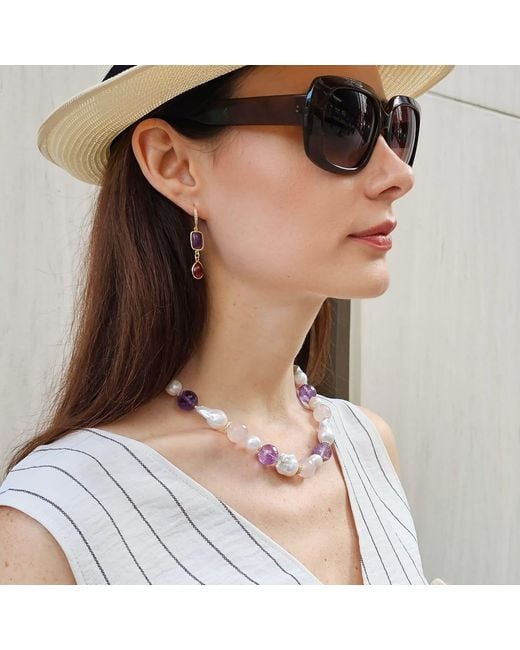 Farra Red Agate And Amethyst Color Matching Dangle Earrings