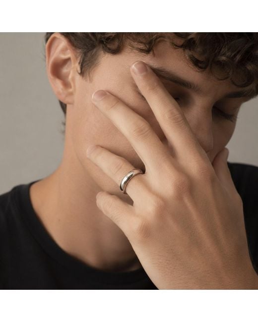 Unaloe White Smooth And Bold Sterling Band For Grace With Personality for men