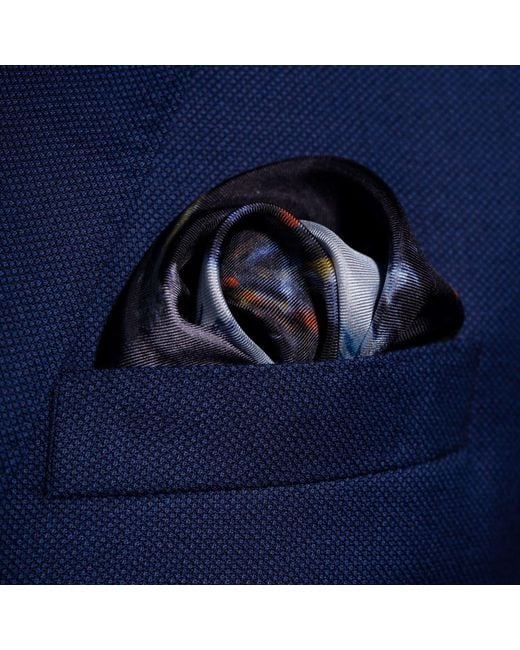 Otway & Orford Blue 'On A Mission' Gt Car Silk Pocket Square for men