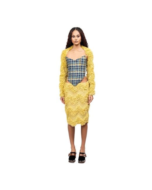 28Natelier Green Mustard Fur Bolero